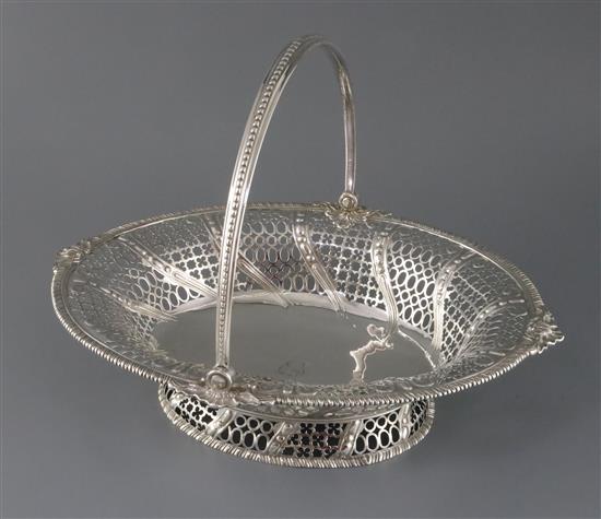 An early George III pierced silver oval bread basket, by Edward Aldridge, 37.5 oz.
